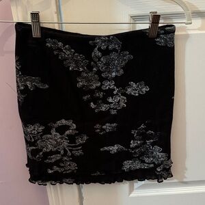 Free People Black and Gray Floral Pencil Skirt